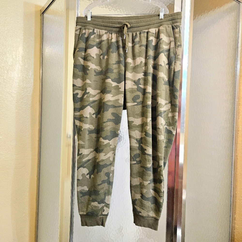 Old Navy Green Track Pants with Camouflage Design